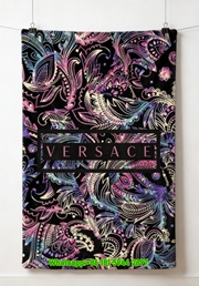 Versace Neon Paisley Print Flannel Throw Blanket IMG_1454